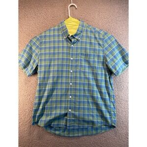 LL Bean Shirt Mens L-Reg Plaid  Cotton Short Sleeve Preppy
